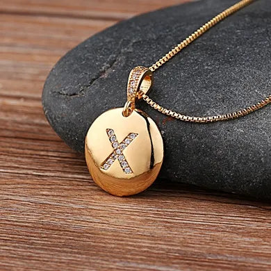 Nidin Women Girls Initial Letter Necklace 26 A-Z Charm Neck Pendants Copper CZ Jewelry Personal