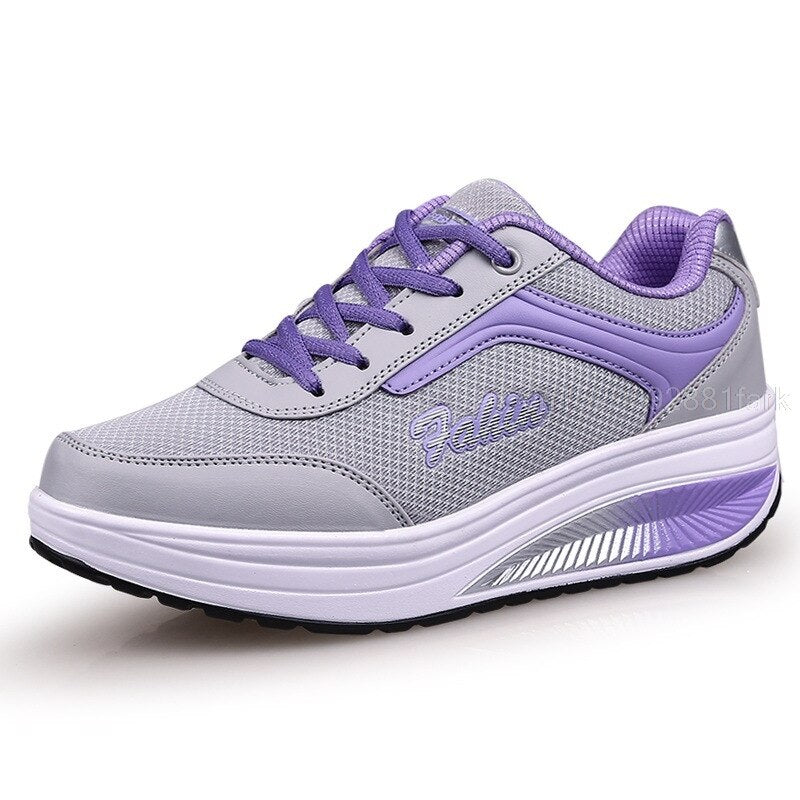 Women Slimming Swing Sneakers Platform Wedge Toning Shoes Woman Breathable Lightweight Sneakers Height Increasing