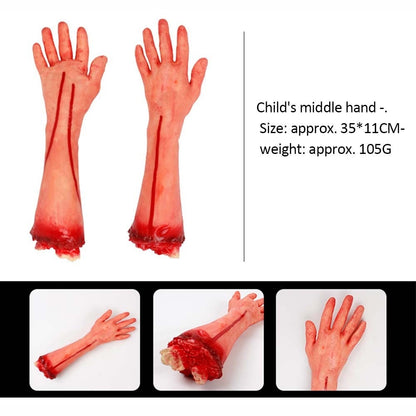 Halloween Horror Props Bloody Hand Haunted House Party Decoration Scary Fake Hand Finger Leg Foot Brain Heart Halloween Supplies
