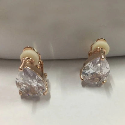 Water Drop Cubic Zirconia Clip Earrings With Elegant Blue Stone Earrings for Punk Girl Party Pendientes Mujer Moda
