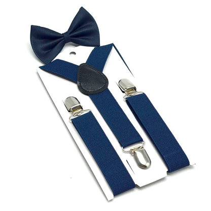 SHOWERSMILE Boys Suspenders Kids Blue Children Suspender Pant Yellow Pink Black Navy Red Wedding Baby Girls Braces Bow Tie Set