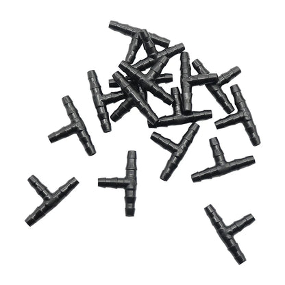 50 Pcs Sprinkler Irrigation 1/4 Inch Barb Tee Water Hose Connectors Pipe Hose Fitting Joiner Drip System for 4mm/7mm Hose