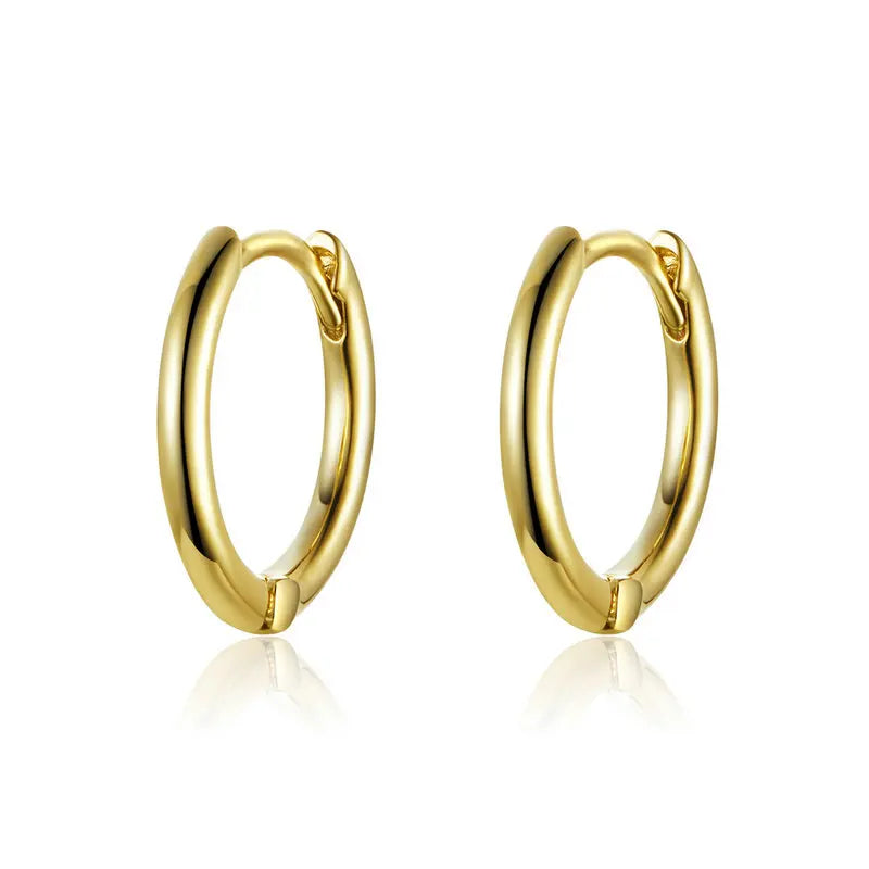 BAMOER 925 Sterling Silver Round Circle Hoop Earrings for Women Gold Color Earrings Sterling Silver Jewelry