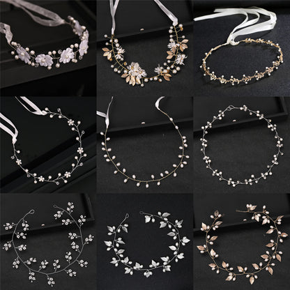 Gold/Silver Color Headbands Bride Hair Accessories Flower Pearl Crystal Hairbands Bridal Tiaras Headpiece Wedding Hair Jewelry