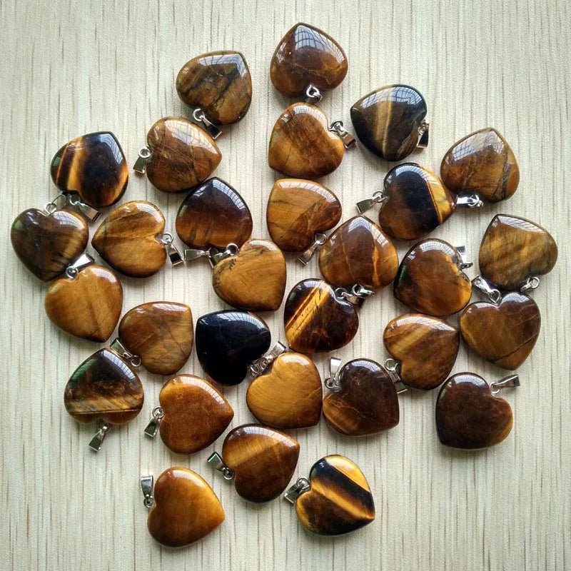 50pcs/Lot 2022 Assorted Heart Natural Stone Charms Pendants for Jewelry Making Good Quality 20mm