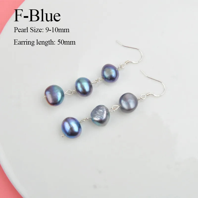 ASHIQI Natural Freshwater Pearl Earrings Real 925 Sterling Silver Long Korean Earrings for Women Big Baroque Pearl Jewelry