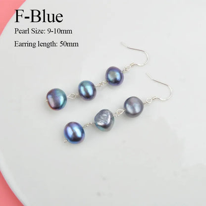 ASHIQI Natural Freshwater Pearl Earrings Real 925 Sterling Silver Long Korean Earrings for Women Big Baroque Pearl Jewelry