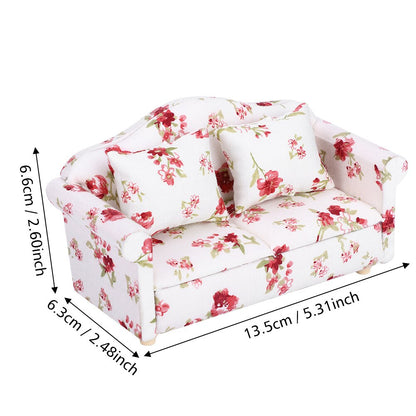1/12 Miniature Sofa Simulation Dollhouse Sofa Living Room Furniture Children Doll House DIY Pretend Play Role Toys