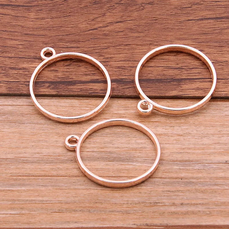 10Pcs 28*32mm 7 Color Alloy Jewelry Accessories Circular Round Charm Hollow Glue Blank Pendant Tray Bezel
