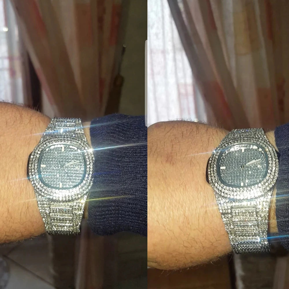 New 2021 ICE Out Role Hip Hop Watch Diamond Watch Men Silver Steel Mens Quartz Watches Waterproof Relogio Masculino