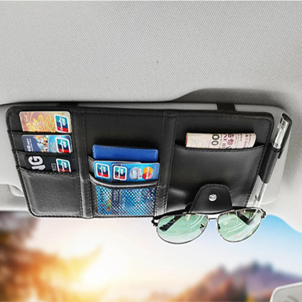 Car Styling Visor Organizer Auto Sun Visor Storage Pouch Car Organizer Sunglasses Holder Card Organizer Ticket Pocket Pen Holder