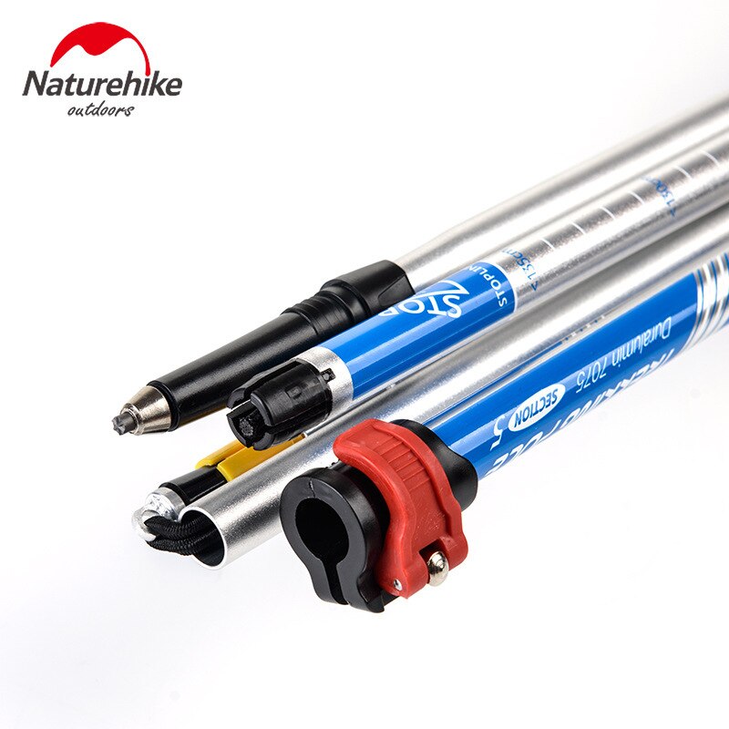 Naturehike 1Pcs Lightweight Five Section Fold Walking Stick Ultra Light 7075 Sponge Handle Professional Lock Trekking Pole NH15A