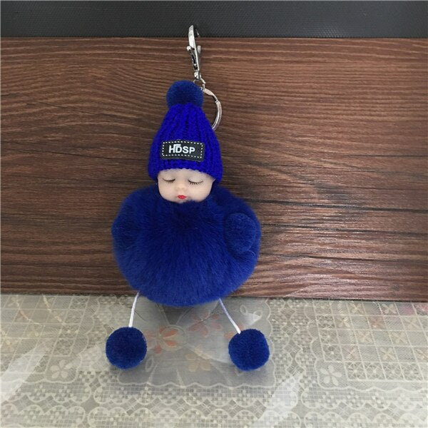 1PCS Cute Cartoon Doll Keychain Fur Ball Plush KeyChain Keyring Women Handbag Car Key Holder Bag Pendant Toys for Kids