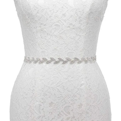Handmade Silver Bridal Belt Rhinestone Waistband Applique for Evening Prom Dresses Wedding Decoration White Beige Sash Ribbon