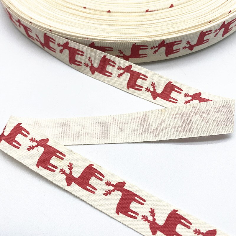 New 5yards 15mm Christmas Printed Polyester Cotton Ribbon DIY Wedding Christmas Party