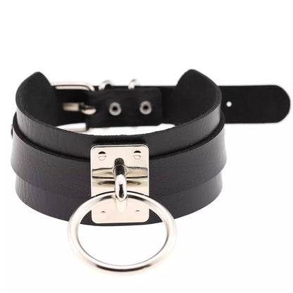 KMVEXO New Fashion Harajuku Handmade Choker Punk Leather Collar Necklace Silver Color Metal O-Round Torques Party Jewelry