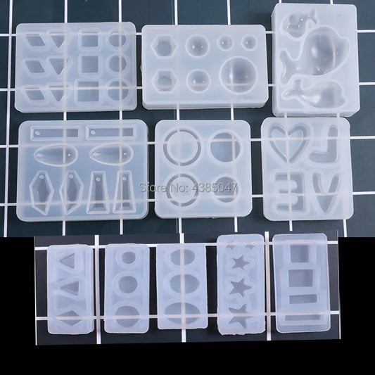 1PC Geometry Love Dolphin Pendant Craft Transparent UV Resin Silicone Combination Molds for DIY Making Finding Accessories