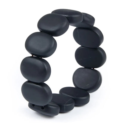 100%Quality Real Bianshi Black Natural Stone Bracelet Carve Black Beads Bracelet for Men&Women Jewelry