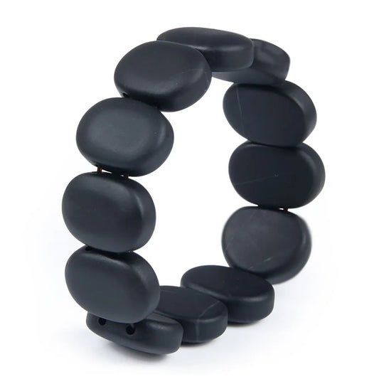 100%Quality Real Bianshi Black Natural Stone Bracelet Carve Black Beads Bracelet for Men&Women Jewelry