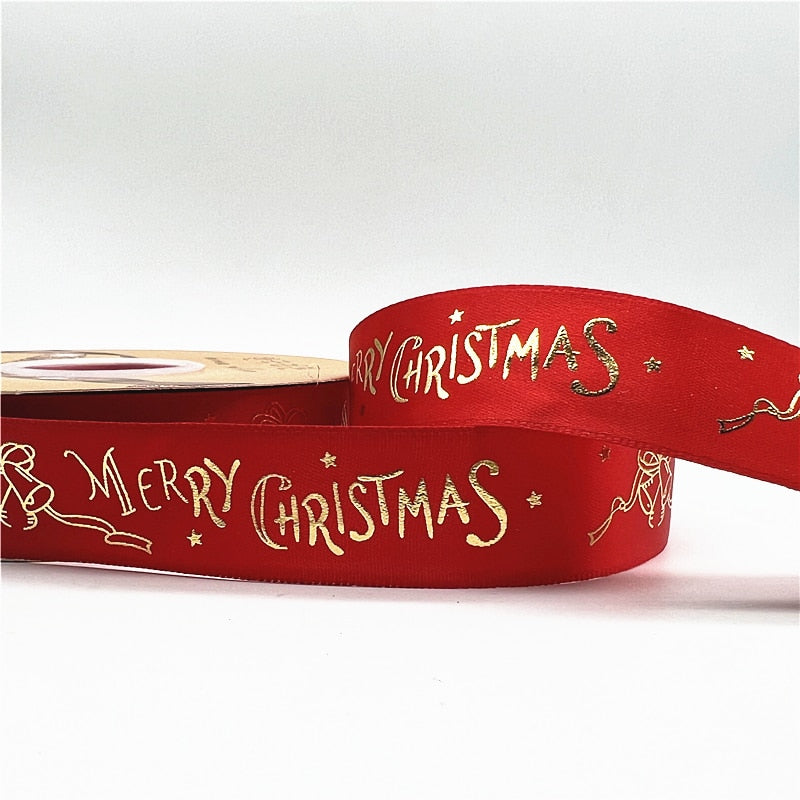 5yards 1inch 25mm Christmas Ribbon Printed Christmas Polyester Ribbon for Handmade Design Christmas Decoration DIY