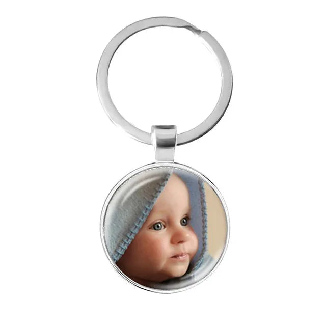 Personalized Custom Keychain Photo Mum Dad Baby Children Grandpa Parents Custom Designed Photo for Family Anniversary