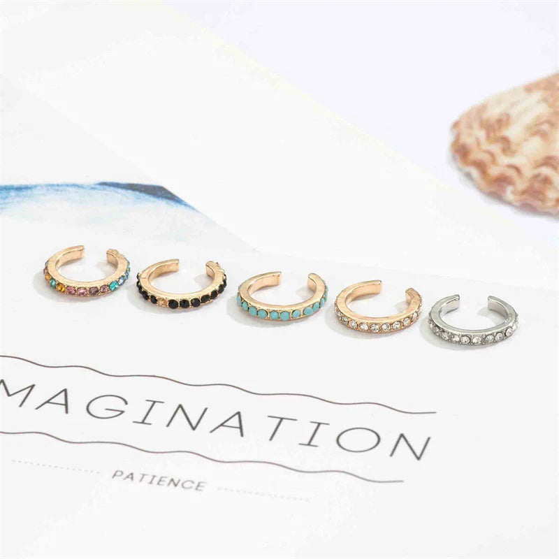 Modyle Vintage Clip on Earrings Crystal Ear Cuff Non Pierced Earrings Nose Ring New Women Earrings Punk Rock Earcuff