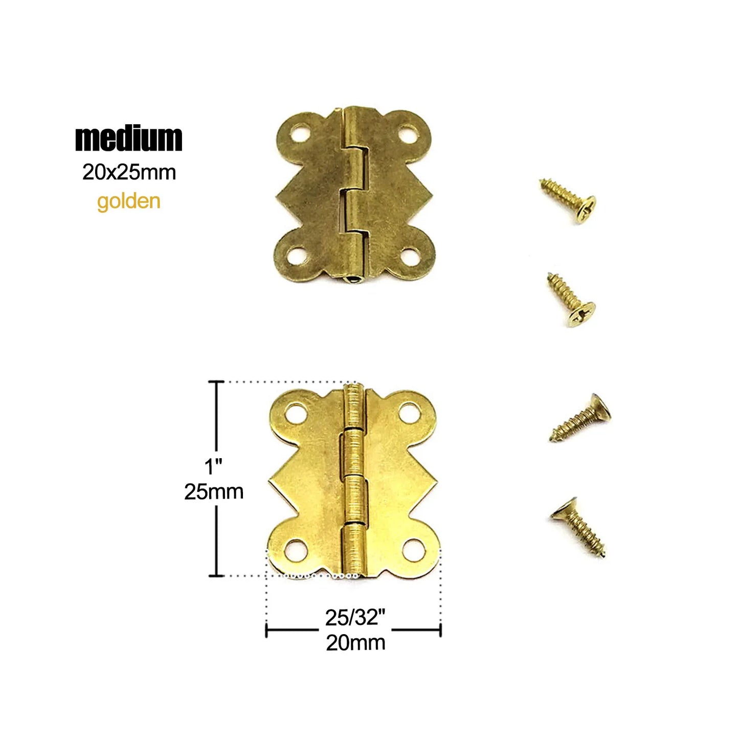 12pcs Mini Butterfly Shape Jewelry Chest Wooden Box Case Furniture Dollhouse Door Hinge With Screw 17x20 20x25 25x30mm