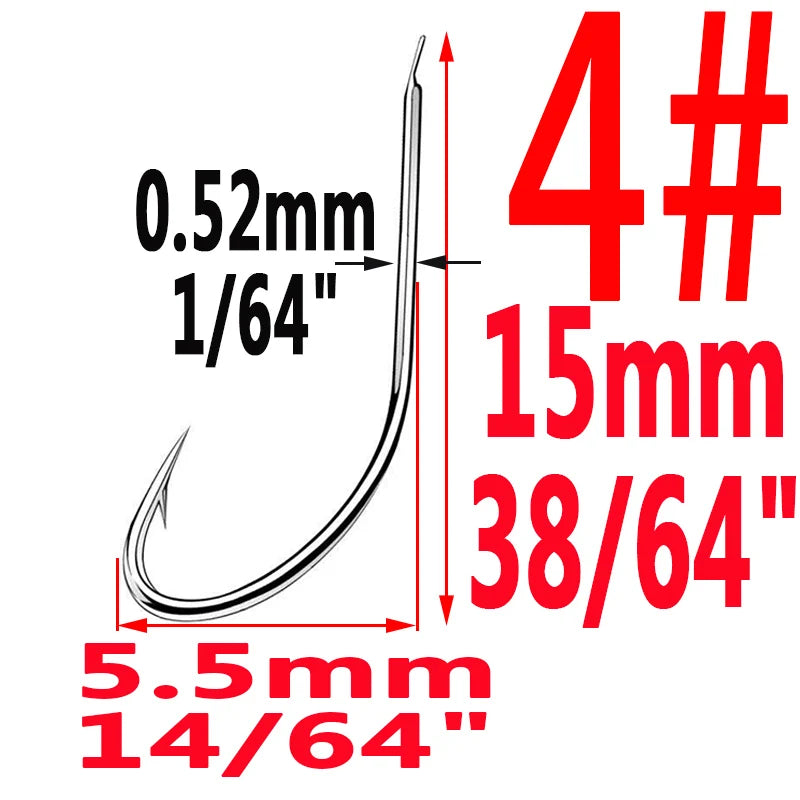 100pcs/Bag Iseama Circle Carp Eyed Fishing Hook Size 1# to 14# Ring Eye Japan High-Carbon Steel Fish Hook