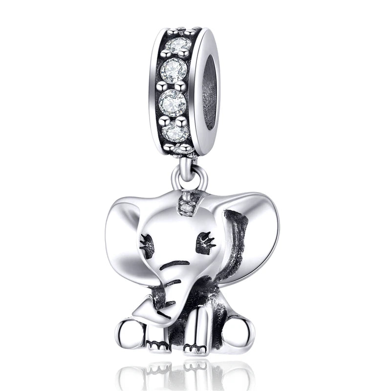 BISAER 925 Sterling Silver Blue Travel Suitcase Charm Pink Car Pendant Family House Home Beads Fit Women Bracelet DIY Jewelry