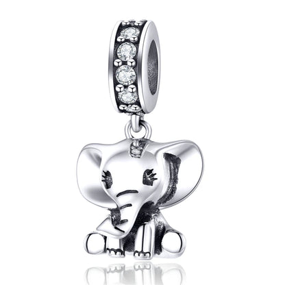 BISAER 925 Sterling Silver Blue Travel Suitcase Charm Pink Car Pendant Family House Home Beads Fit Women Bracelet DIY Jewelry