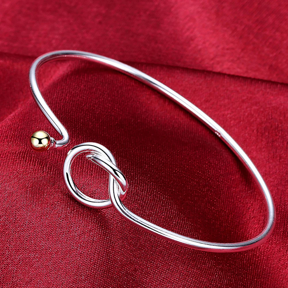 Andara 925 Sterling Silver Round Heart Open Bracelet for Women Jewelry Cuff Bangles