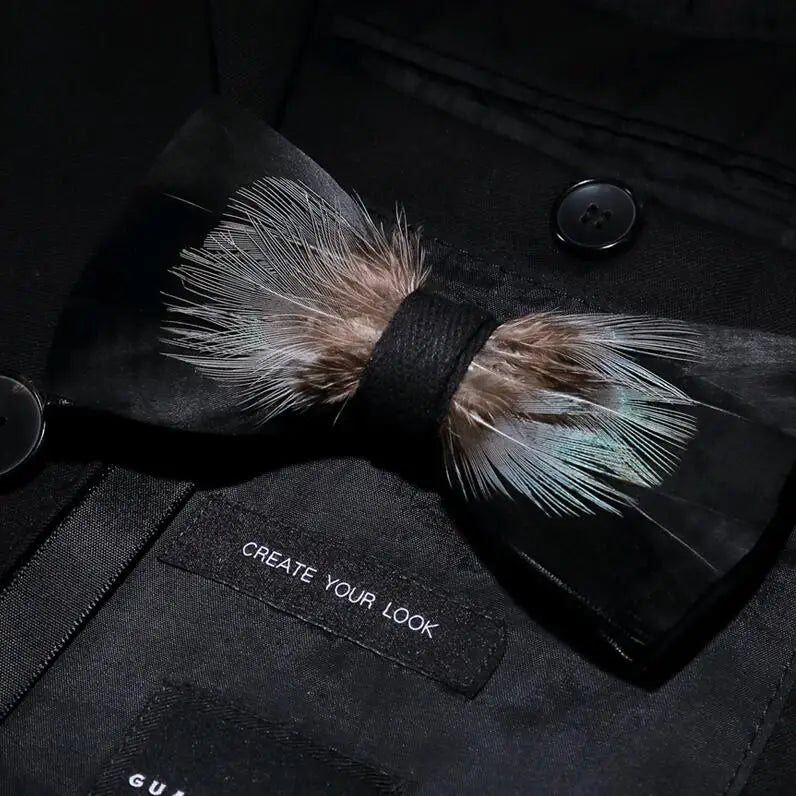 RBOCOTT Feather Bow Ties Men's Luxury Bowtie With Box Fashion Peacock Feather Bow Ties for Men Business Party Wedding