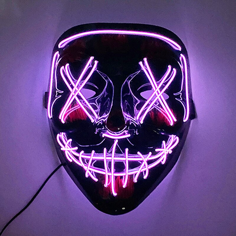 Neon Light LED Mask LED Halloween Scary Mask Cosplay Party Masque Masquerade Masks Halloween Costume Carnival Glow Party Props