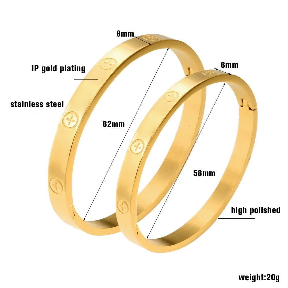 Trendy Stainless Steel Luxury  Bangle Bracelet Woman Man Rose Gold Color Wristband Bangles Bracelets Femme