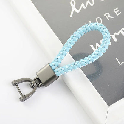 High-Grade Keychain for Men Women Rotatable Key Chain Luxury Hand Woven Leather Horseshoe Buckle Car Key Ring Holder Accessories