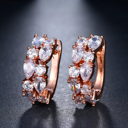 EMMAYA Luxury Rose Gold Color Earrings Flash CZ Zircon Ear Studs 12 Colors Earrings Women Brincos