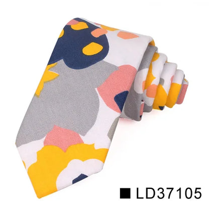 New Floral Tie for Men Women Skinny Cotton Neck Tie for Wedding Casual Mens Neckties Classic Suits Flower Print Neck Ties Cravat