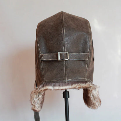 Winter Ushanka Hat Men Women's  Pilot Aviator Bomber Trapper Hat Faux Fur Leather Snow Cap With Ear Flaps