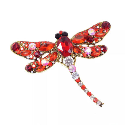 CINDY XIANG Vintage Rhinestone Dragonfly Brooches for Women Large Insect Brooch Pin Fashion Dress Coat Accessories Cute Jewelry