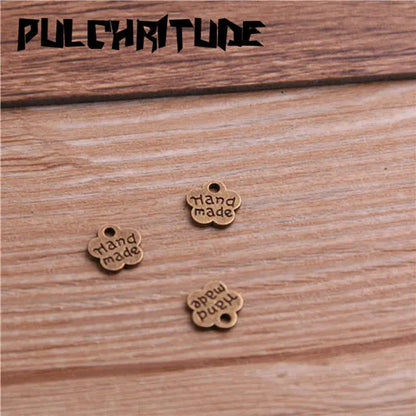 100PCS 8*8mm Metal Alloy Two Color Double Letter Florets Charms Pendants for Jewelry Making DIY Handmade Craft