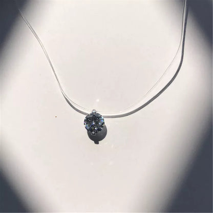 SUMENG New Personality Fashion Square Imitation Pearl Crystal Zircon Necklace Invisible Transparent Fishing Line Necklace Women