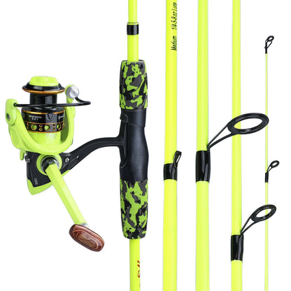 Sougayilang 5 Section Red/Yellow Fishing Set 170cm Fishing Rod and YW/OE1000-3000 Spinning Reel Portable Travel Fishing Combo
