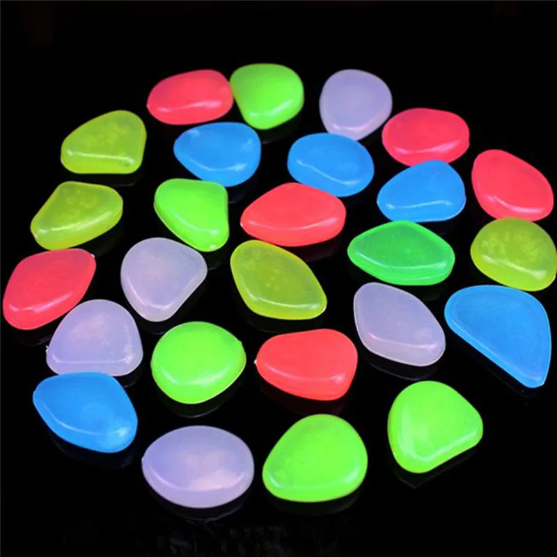 10pcs/Lot Luminous Pebbles Rocks Garden Ornaments Stone Glow in the Dark GardenFor Walkways Fish Tank Decorations