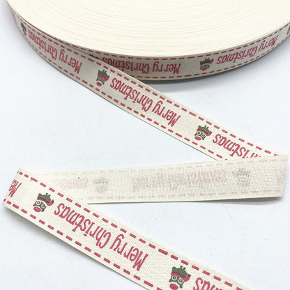 New 5yards 15mm Christmas Printed Polyester Cotton Ribbon DIY Wedding Christmas Party