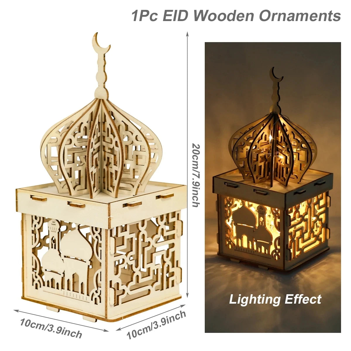 Wooden Palace Ornament Ramadan Decoration for Home 2024 Aid Eid Mubarak Ramadan Kareem Islamic Muslim Festival Party Decor