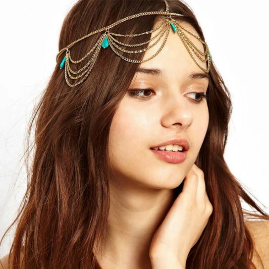 Boho Draping Crystal Bride Hair Accesories New Fashion Elegant  Head Chain Hair Jewelry Wedding Hairstyles Headpiece