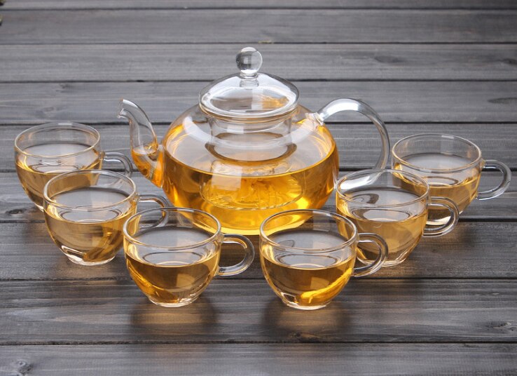 Tea Set High Borosilicate Glass Tea Pot Set Infuser Coffee Tea Leaf Herbal 6 Cups Warmer Teapot Kitchen Accessories Home