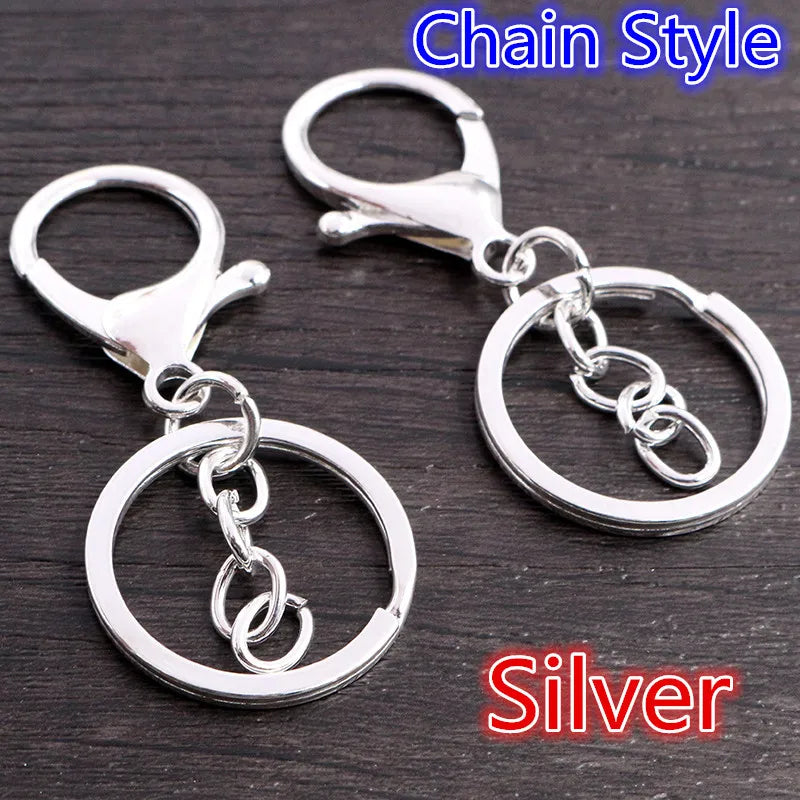 5pcs/Lot 30mm Key Ring Long 70mm Popular Classic 11 Colors Plated Lobster Clasp Key Hook Chain Jewelry Making for Keychain