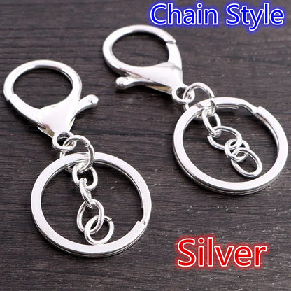 5pcs/Lot 30mm Key Ring Long 70mm Popular Classic 11 Colors Plated Lobster Clasp Key Hook Chain Jewelry Making for Keychain