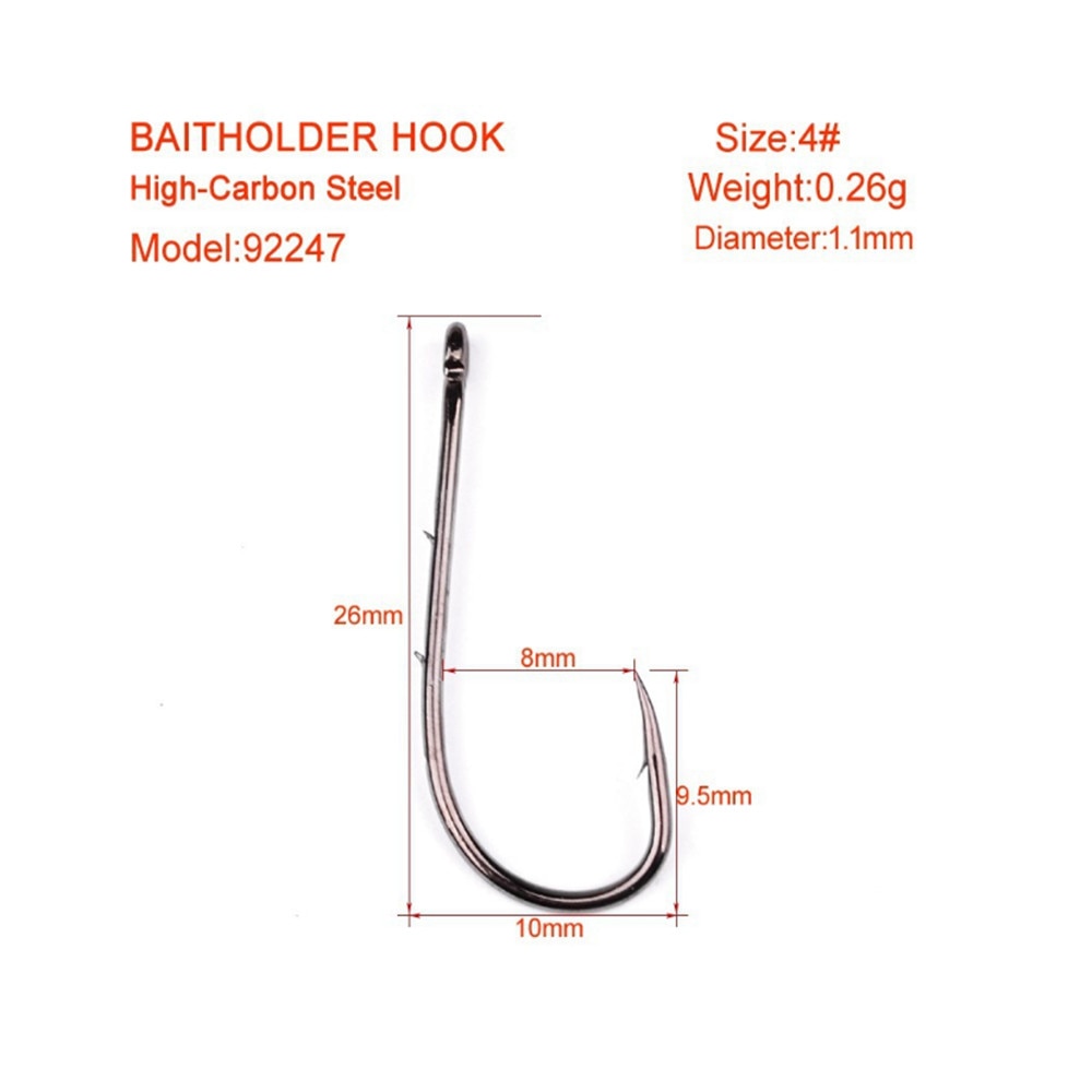 50pcs/Lot Carbon Steel Fishing Hooks 1#-6# Baitholder Black Color Jig Head Crank Barbed Hook for Soft Worm Bass Carp Fishing